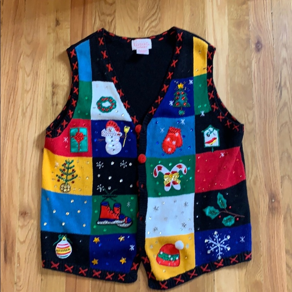 Holiday sparkly Ugly sweater vest free w purchase - Picture 1 of 6